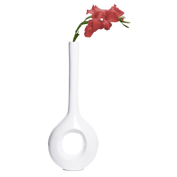 Uniquewise Tall Narrow White Fiberglass Modern Floor Hole Vase 28 Inch QI003692L.WT - main
